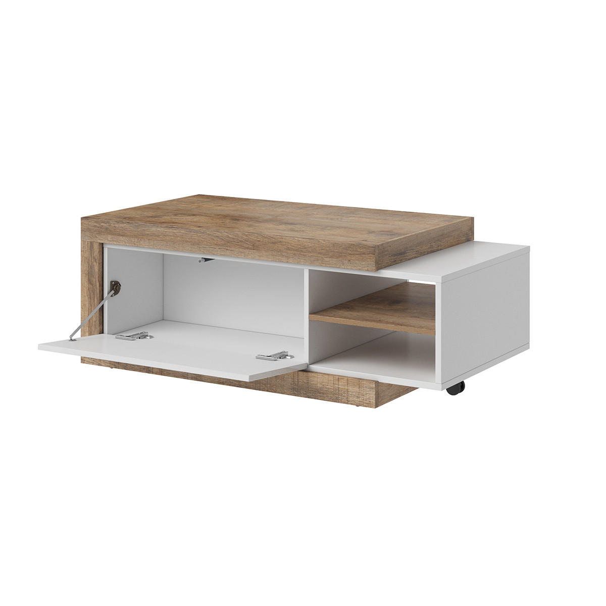 COUCHTISCH Azior Weiß und Holz - Weiß, Holzwerkstoff (60/60/43.5cm) - Petits-meubles