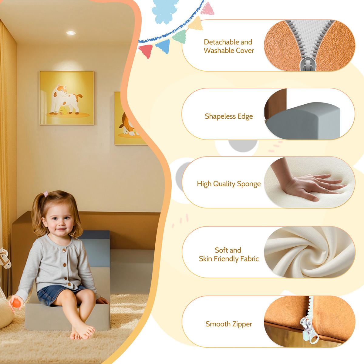 BLOCKSOFA Kinder 6er-set - Multicolor, Textil (100/75/50cm) - Vercart
