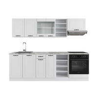 KÜCHENZEILE R-Line Weiß Landhaus/Weiß 240 cm ohne AP - Creme/Weiß, Holzwerkstoff (240/81.6/46cm) - Vicco