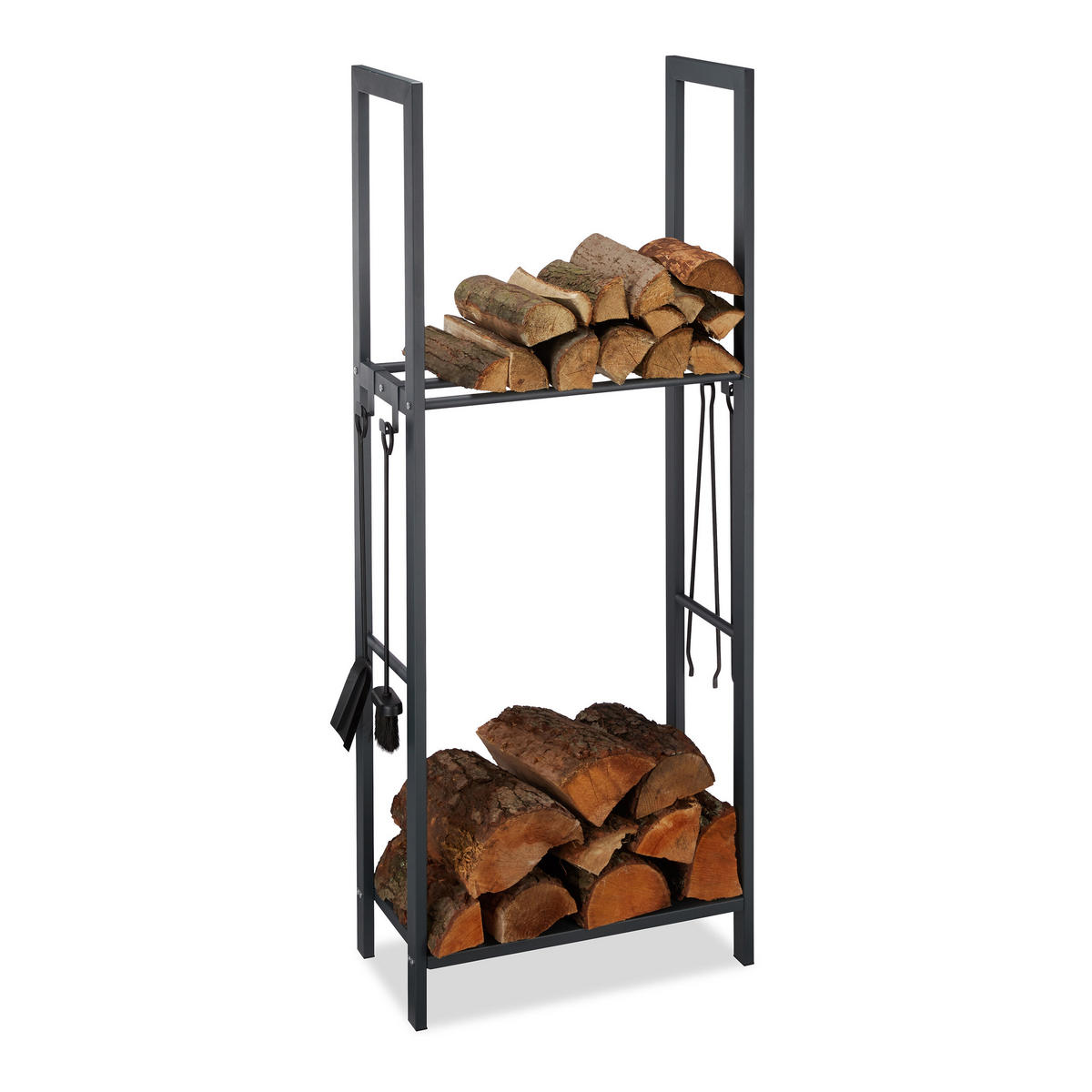KAMINHOLZREGAL - Anthrazit, Metall (60/150/30cm) - Relaxdays