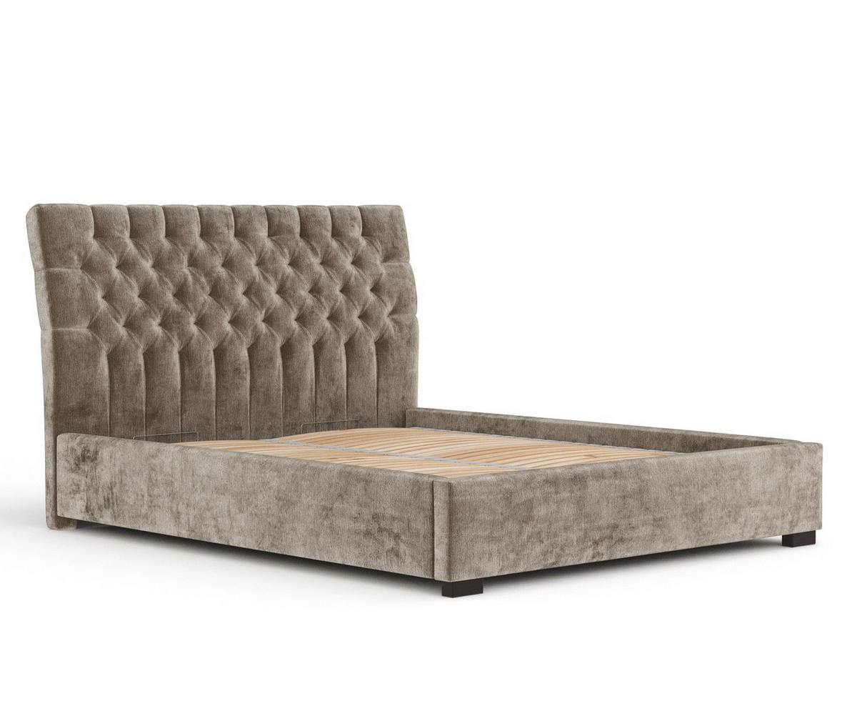 POLSTERBETT Vezzola Beige 160/200 cm im Chenille-Stoff - Beige/Schwarz, Holz/Holzwerkstoff (160/200cm) - Maison de Reve