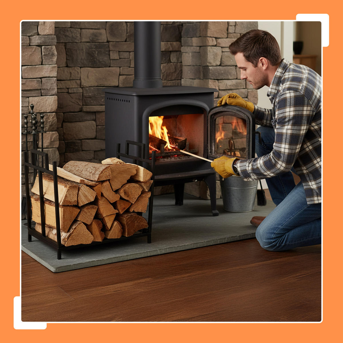 KAMINHOLZREGAL - Schwarz, Metall (45/41/33cm) - Relaxdays