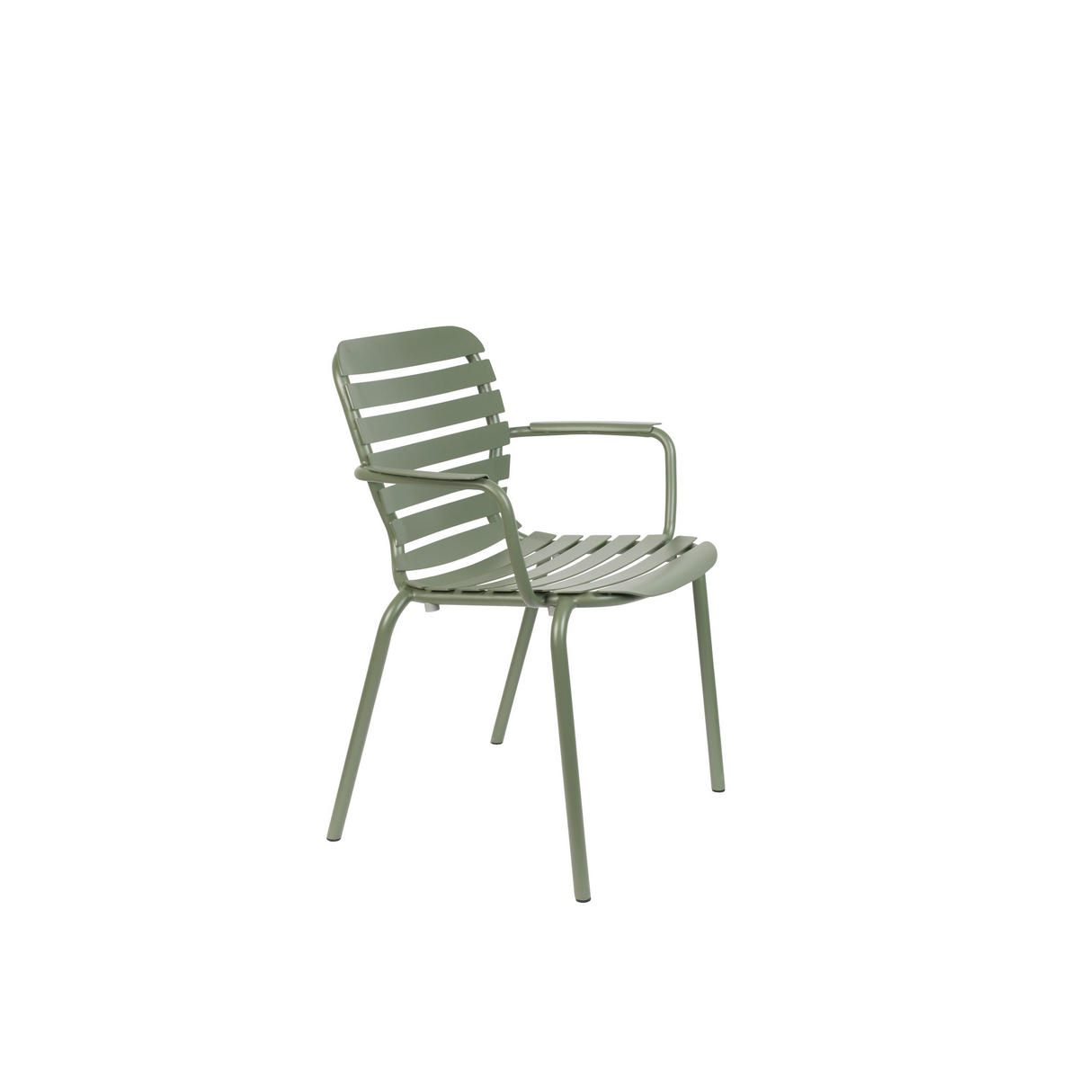GARTENSET Vondel 6 Personen Esstisch/ 6 Stühle Armlehne Grün - Grün, Metall - Zuiver