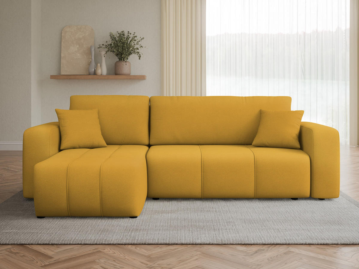 ECKSOFA Furyn - Gelb/Schwarz, Holz/Kunststoff (244/145cm) - MIRJAN24