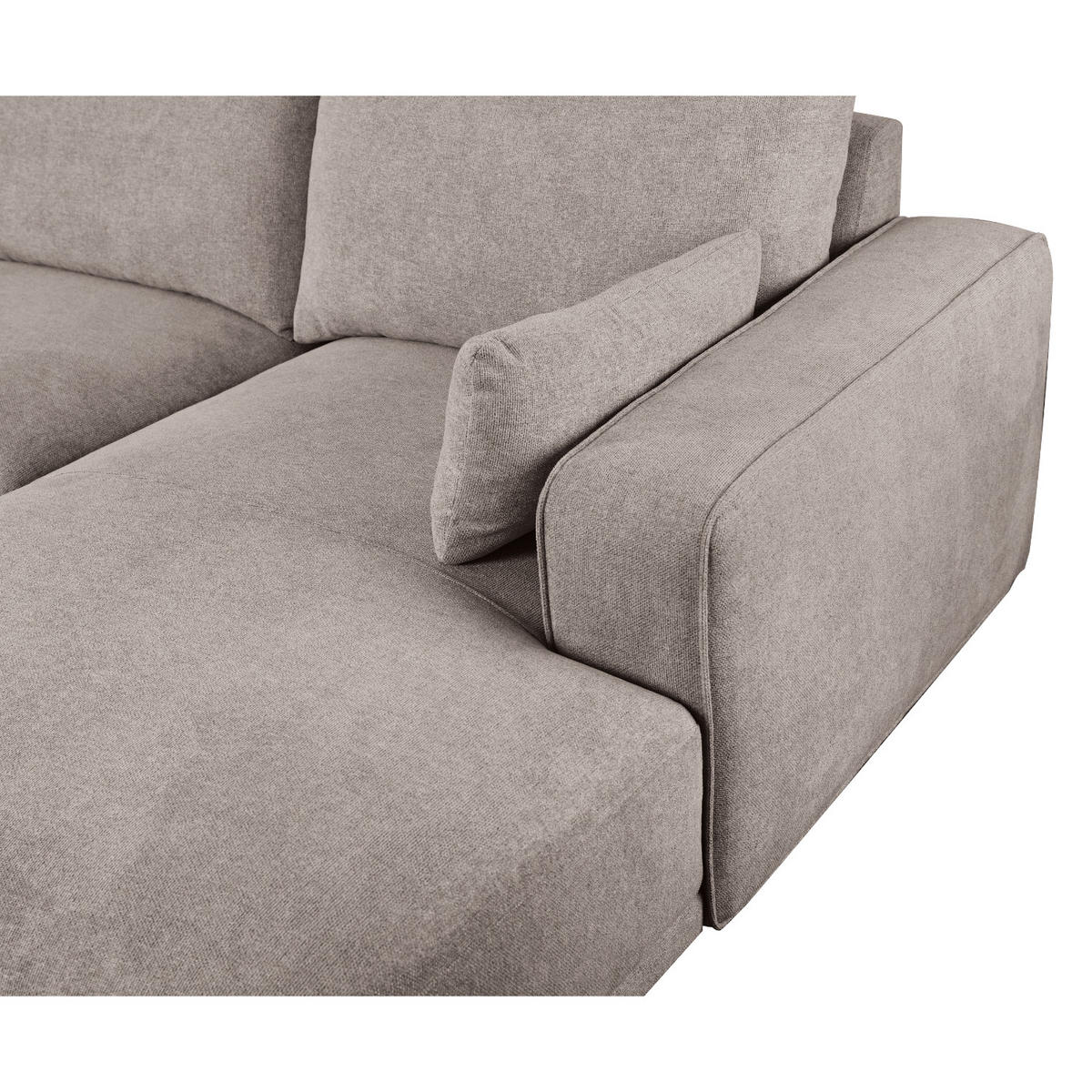 ECKSOFA Webstoff Beige - Beige/Schwarz, Holz/Textil (105/305cm) - Furnhouse