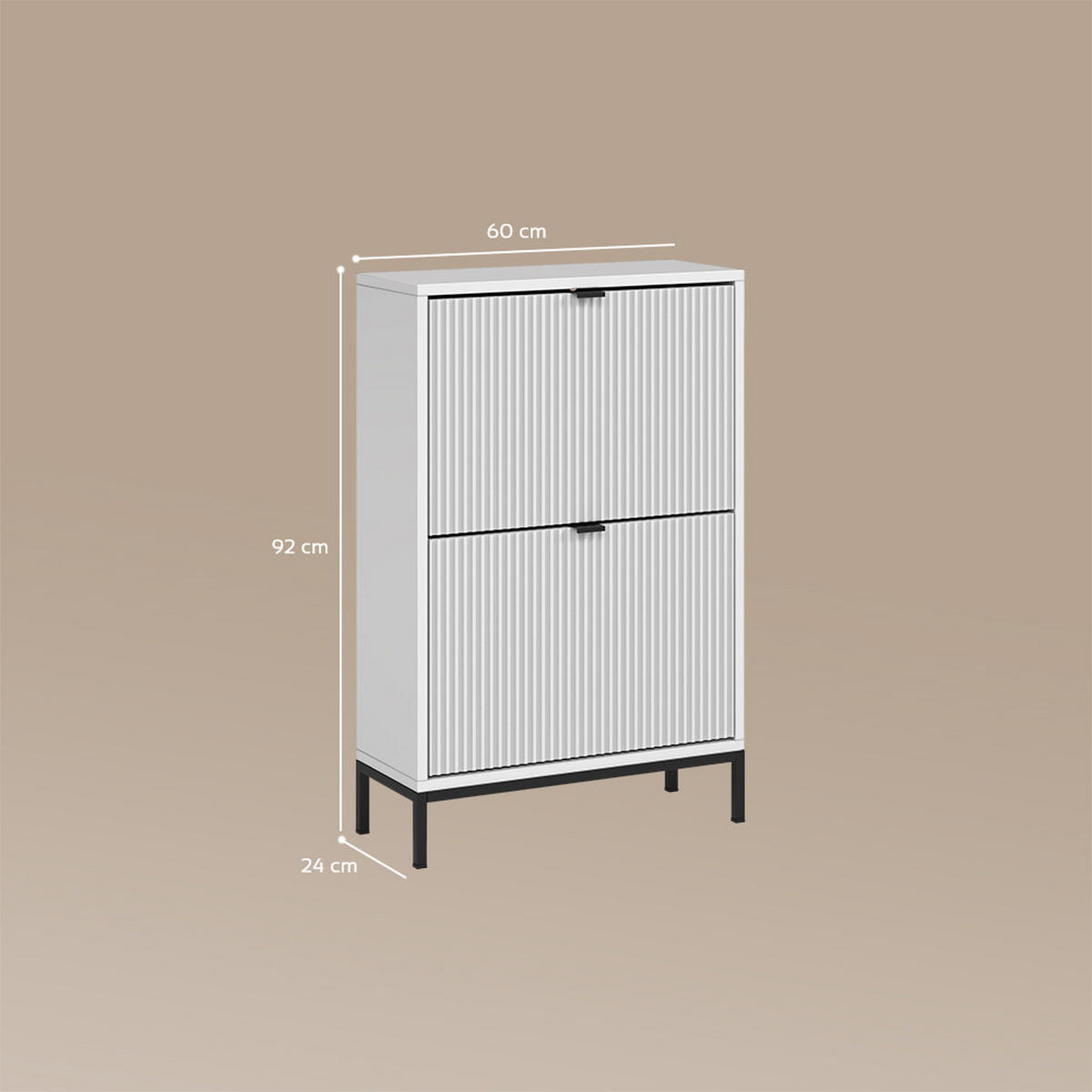 SCHUHKIPPER Aterno Weiß 60 x 92 cm mit 2 Klappschubladen - Weiß, Holzwerkstoff (60/92/24cm) - Livinity®