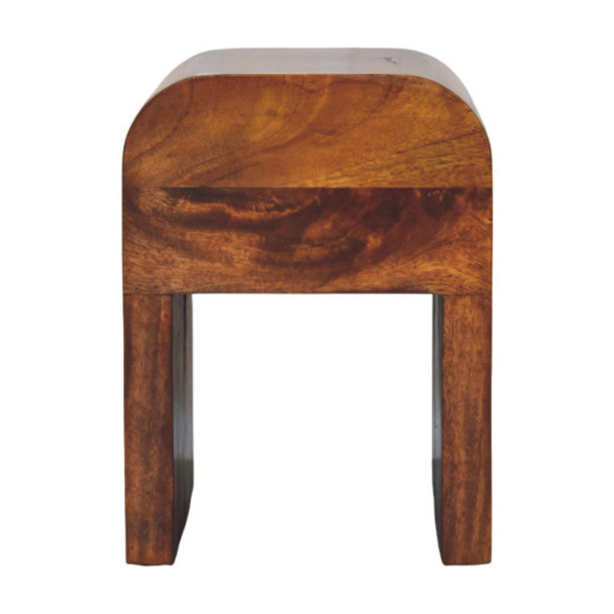 DARCY Nachttisch mit abgerundeten Kanten, 1 Schublade, Braun - Messingfarben/Braun, Mangoholz/Holz (30/40/30cm) - Artisan Furniture