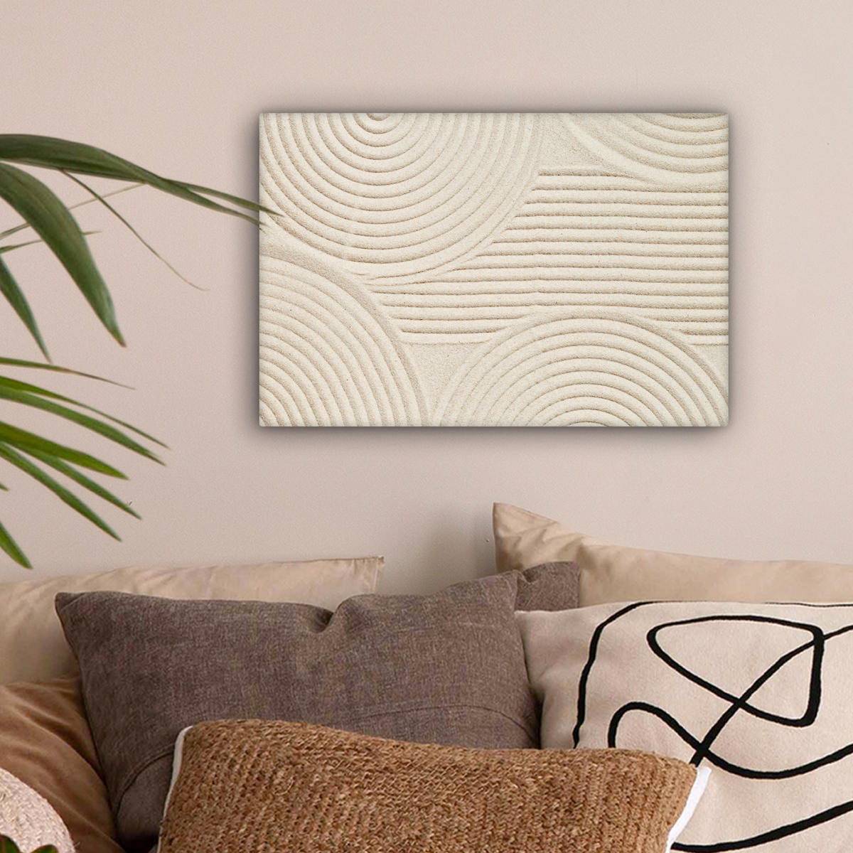 LEINWANDBILD Muster - Abstrakt - Weiß Deko Schlafzimmer 30x20 cm - Beige, Textil (30/20cm) - MuchoWow