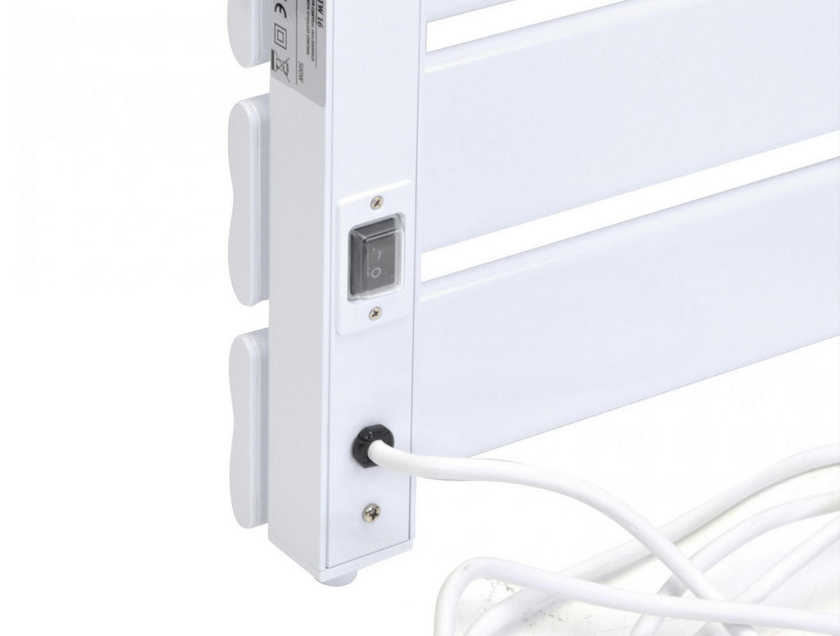 HANDTUCHTROCKNER Weiß mit Elektrosystem und Wandhalterung 500 W - Weiß, Metall (56/79/6cm) - Purline