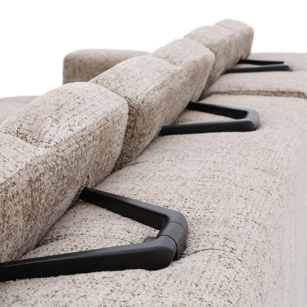 ECKSOFA TENDER Links mit Schlaffunktion und Verstellbare Kopfstützen, Chenille braun - Schwarz/Braun, Holz/Kunststoff (315/176cm) - Muffo