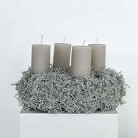 TROCKENBLUMEN Adventskranz aus Spargelkraut - Silberfarben, Naturmaterialien (8cm) - Lykke & You