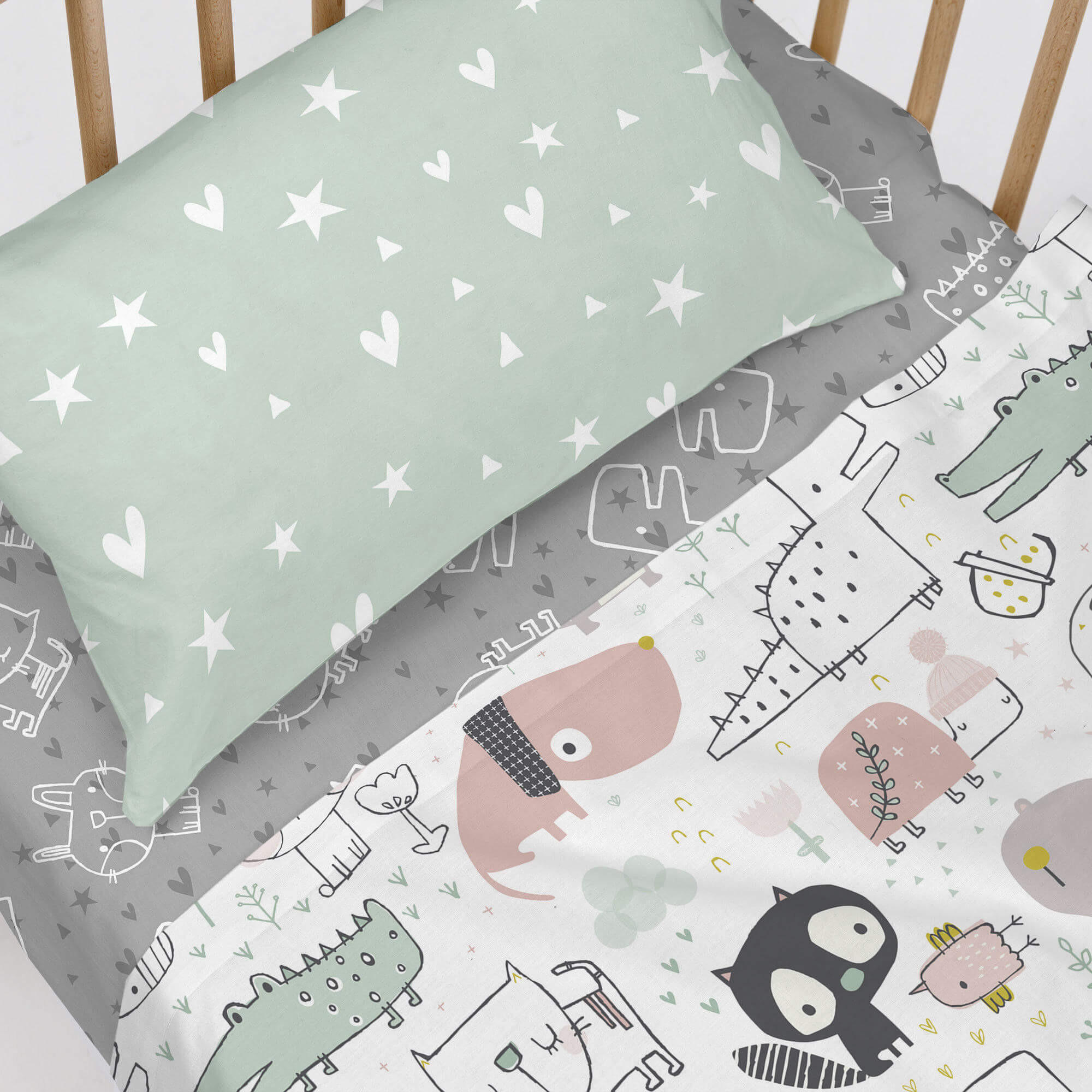 SPANNBETTTUCH best buddies 60x120x14 cm (kinderbett) mehrfarbig - Multicolor, Textil (60/120cm) - Happy Friday