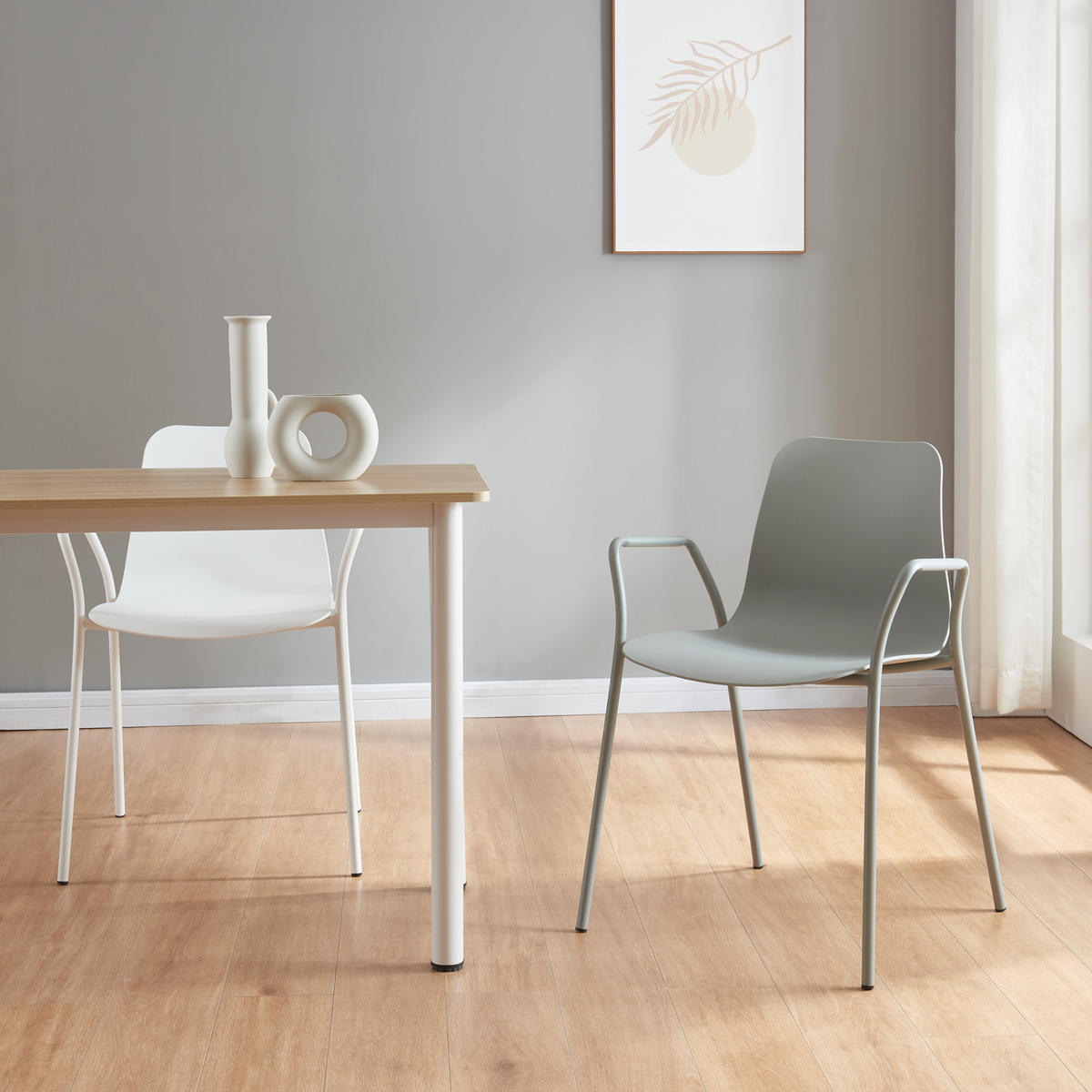 ESSZIMMERSTUHL Kankaanpää - Hellgrau, Kunststoff/Metall (57.5/80/52cm) - [en.casa]