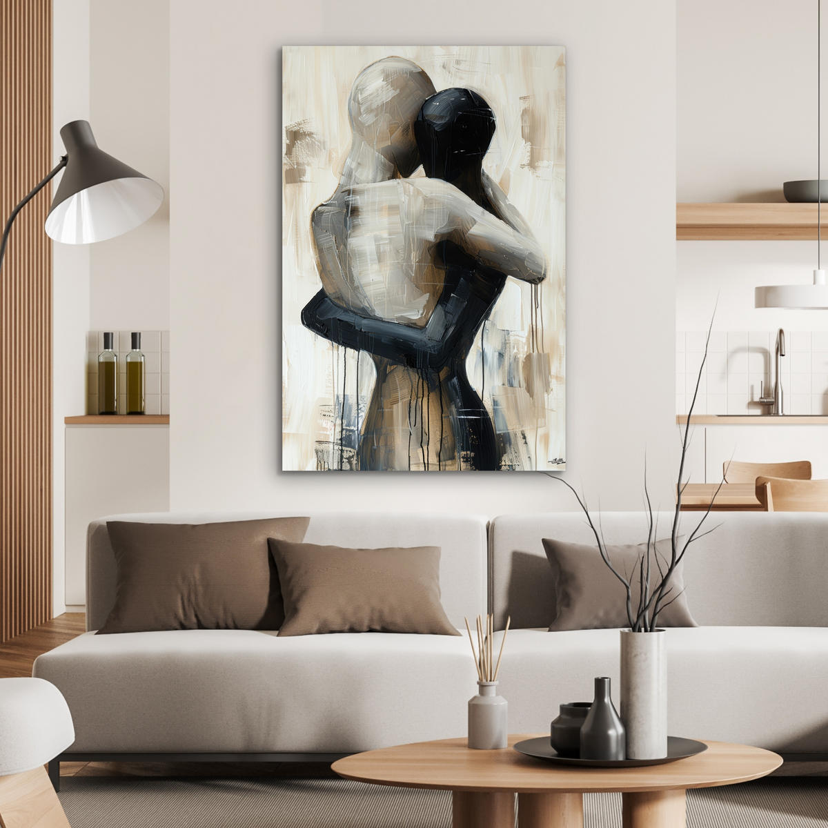 METALLBILD Abstrakt - Liebe - Schwarz und weiß - Modern 60x90 cm - Schwarz, Metall (60/90cm) - MuchoWow