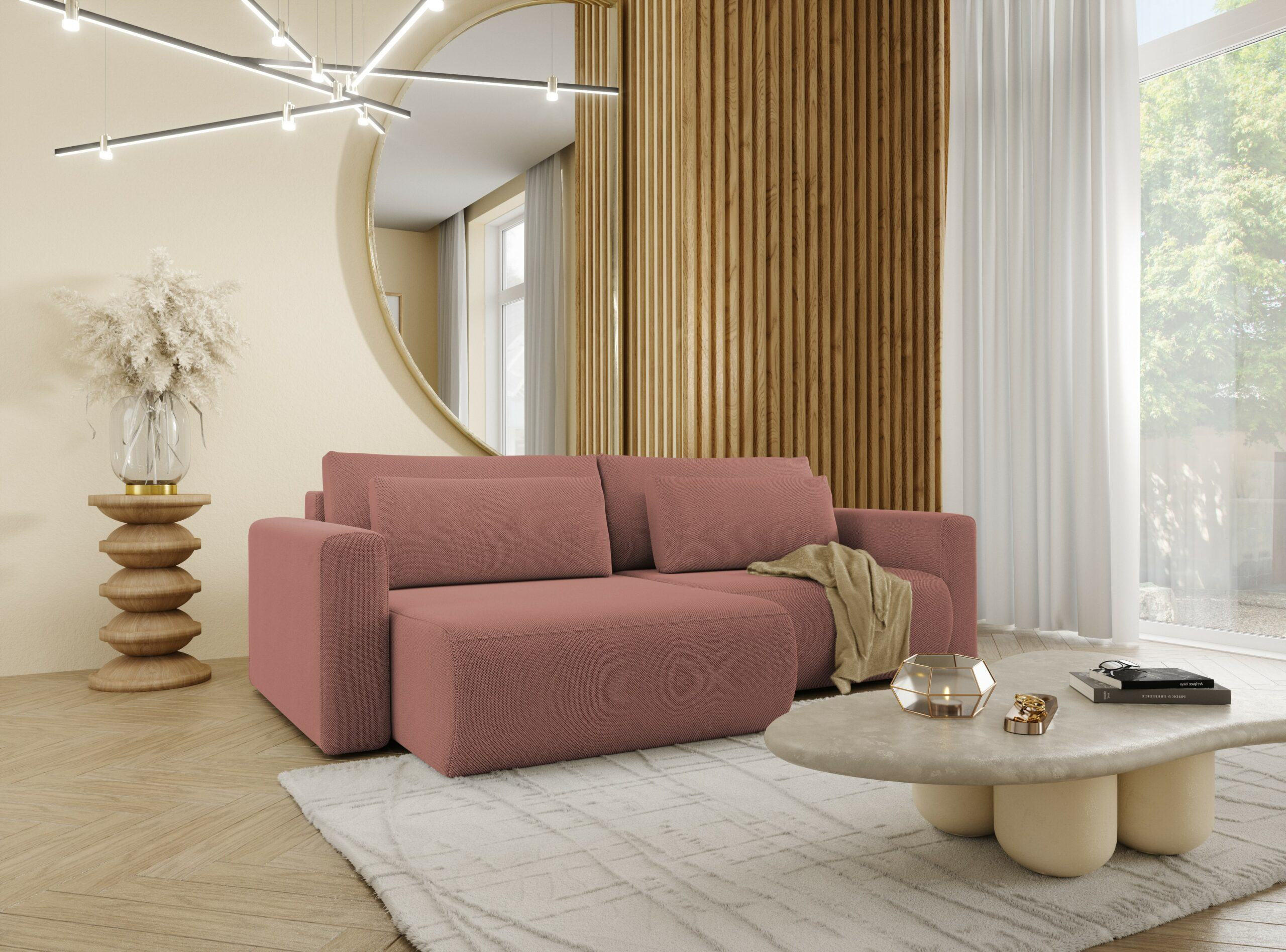 ECKSOFA mit Schlaffunktion 5-Sitzer Rosa - Pink, Textil (240/149cm) - Furnisell