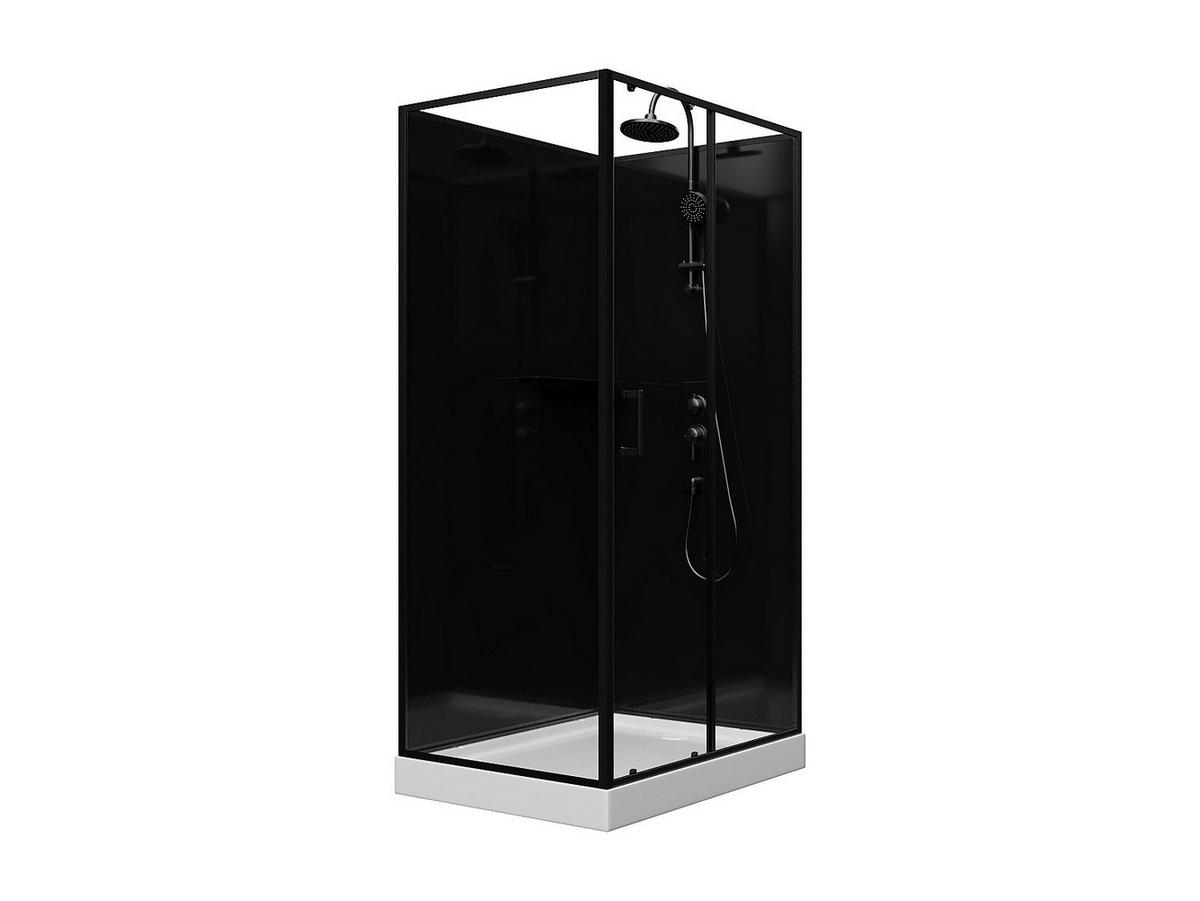 DUSCHKABINE - rechteckig - Beidseitige Installation - Schwarz - 110 x 80 x 225 cm - ZODANI - Schwarz, Metall (80/110/200cm) - Vente-Unique