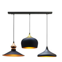 PENDELLEUCHTE Flammige Vintage Lampe x3 - Schwarz, Metall (120/120/140cm) - Bamyum