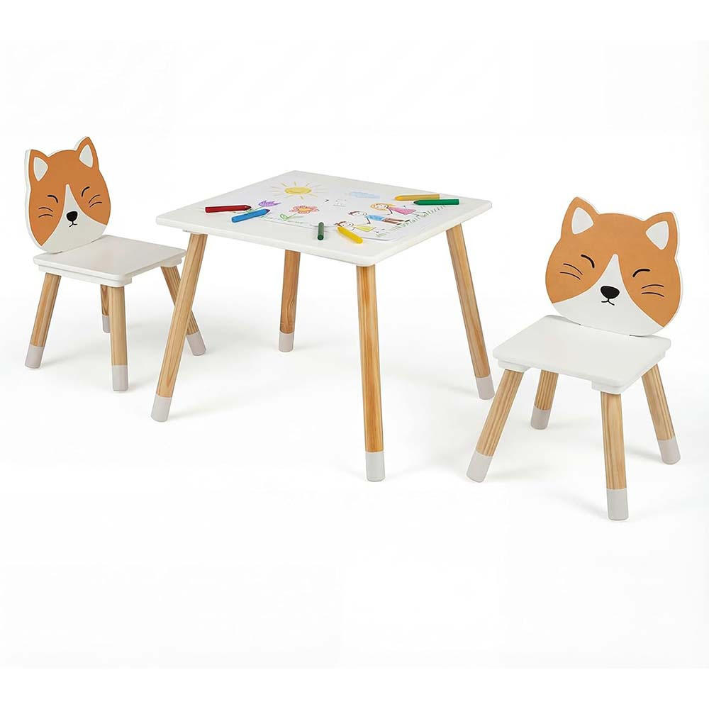 KINDERSITZGRUPPE Kiefernholzbeine weiß(3-tlg) - Weiß, Holzwerkstoff (50/44/50cm) - COSTWAY