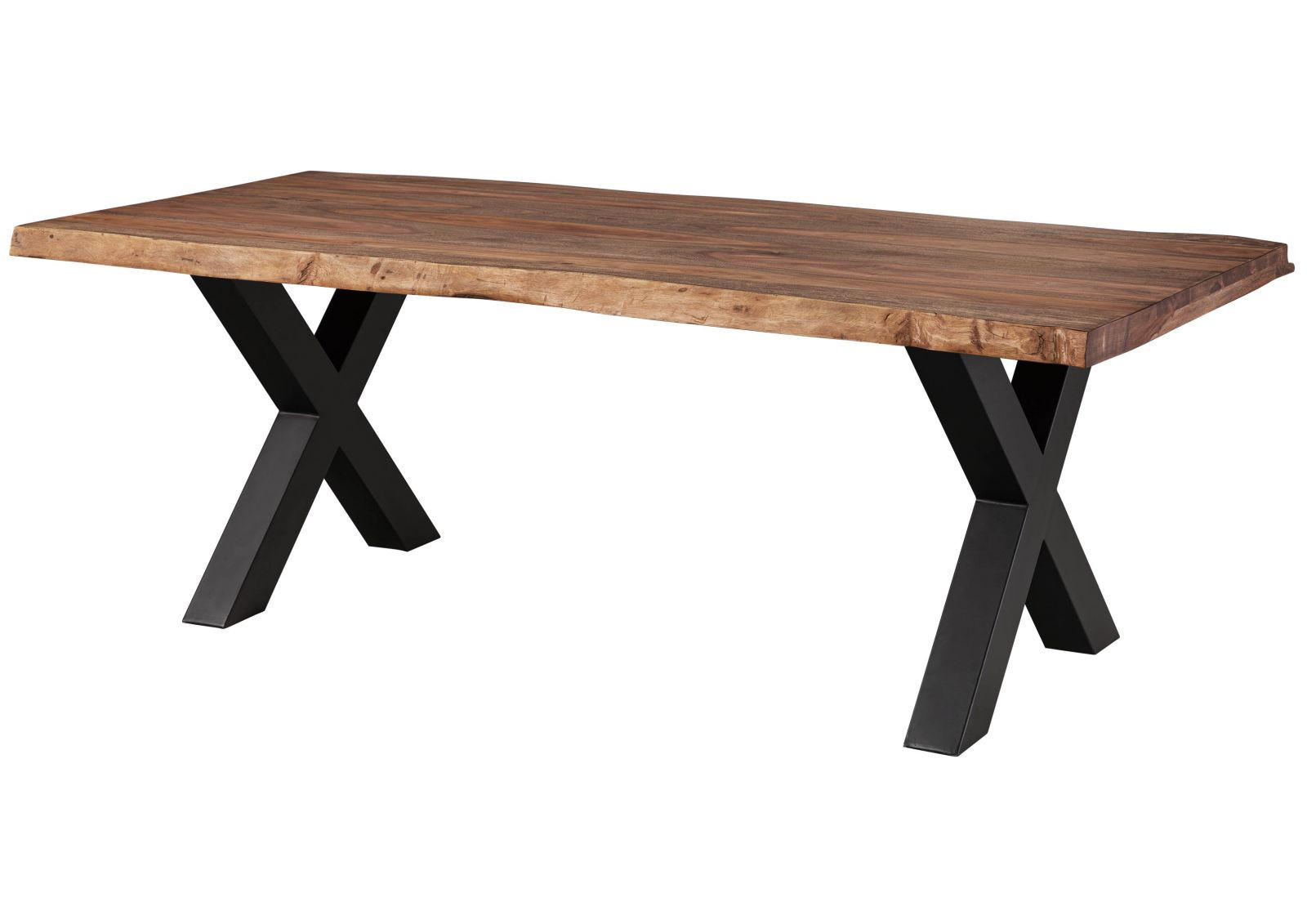 BAUMTISCH Sheesham 200x100x77 grau gebeizt / X-Beine anthrazit matt FREEFORM 5 - Anthrazit/Grau, Holz (200/100/77cm) - Massivmoebel24