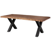 BAUMTISCH Sheesham 200x100x77 grau gebeizt / X-Beine anthrazit matt FREEFORM 5 - Anthrazit/Grau, Holz (200/100/77cm) - Massivmoebel24