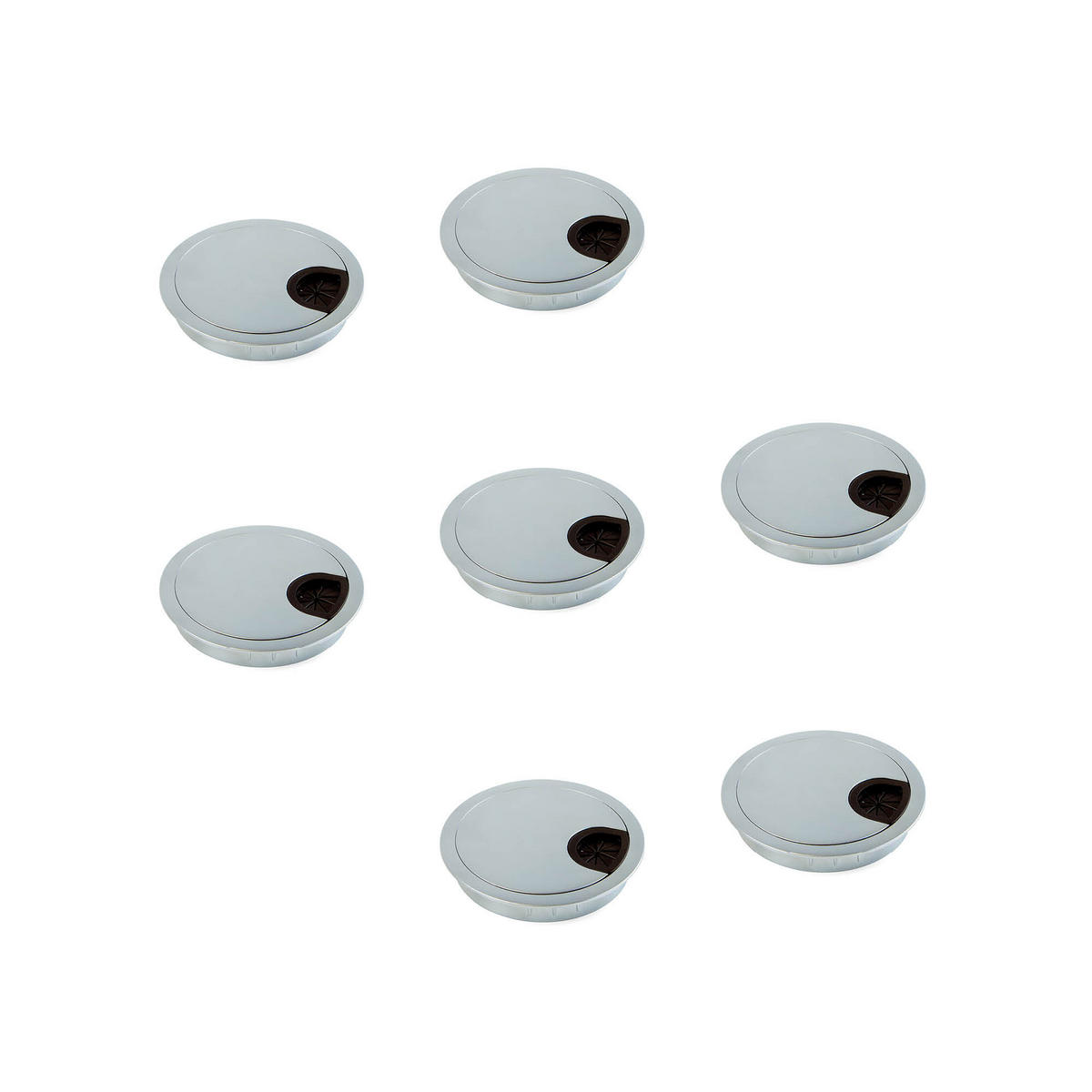 KABELDURCHFÜHRUNGEN Runde, 80mm Durchmesser, Zamak, Matt verchromt, für die Unterputzmontage 7er-set - Nickelfarben, Kunststoff (16.5/10/10cm) - EMUCA
