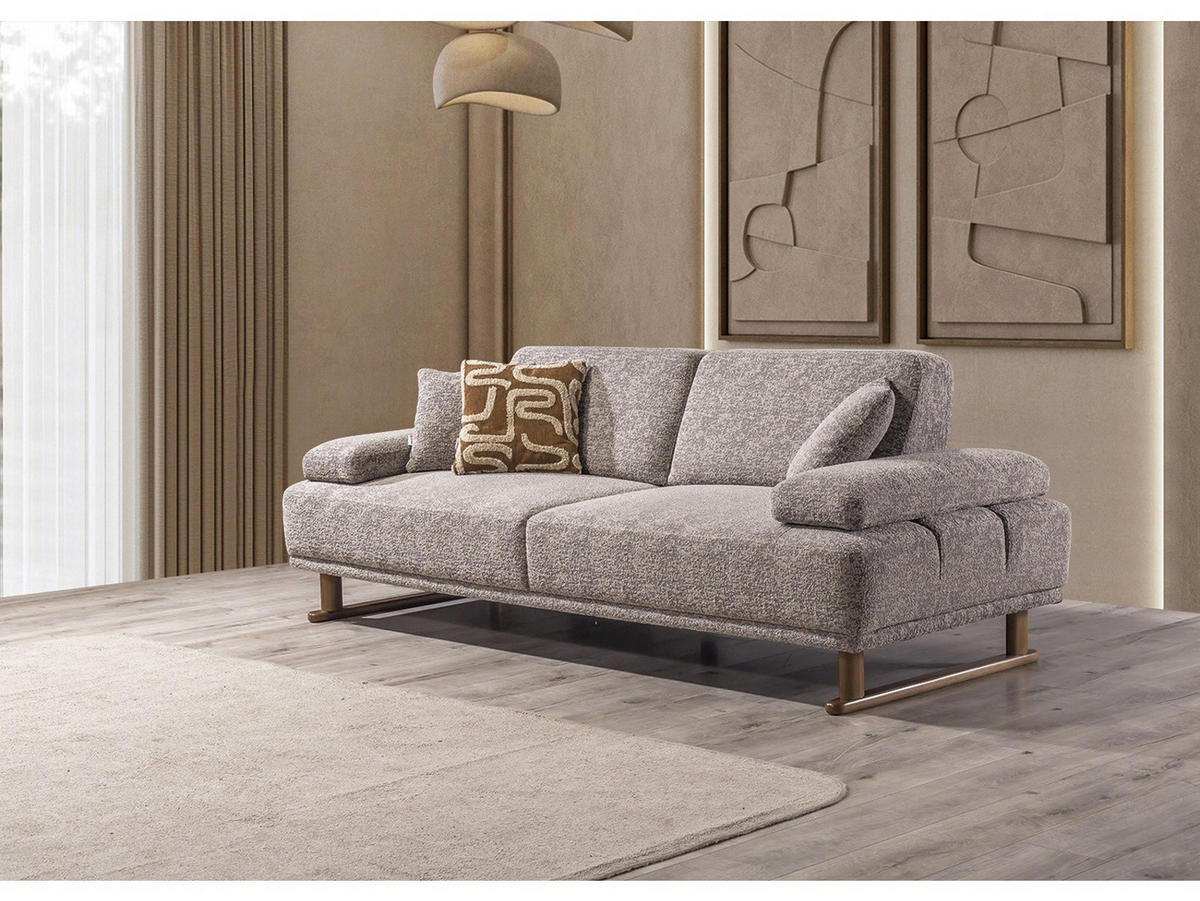 SOFA Fusion 3-Sitzer Webstoff Beige - Beige, Holz/Textil (235/83/97cm) - Villa Möbel