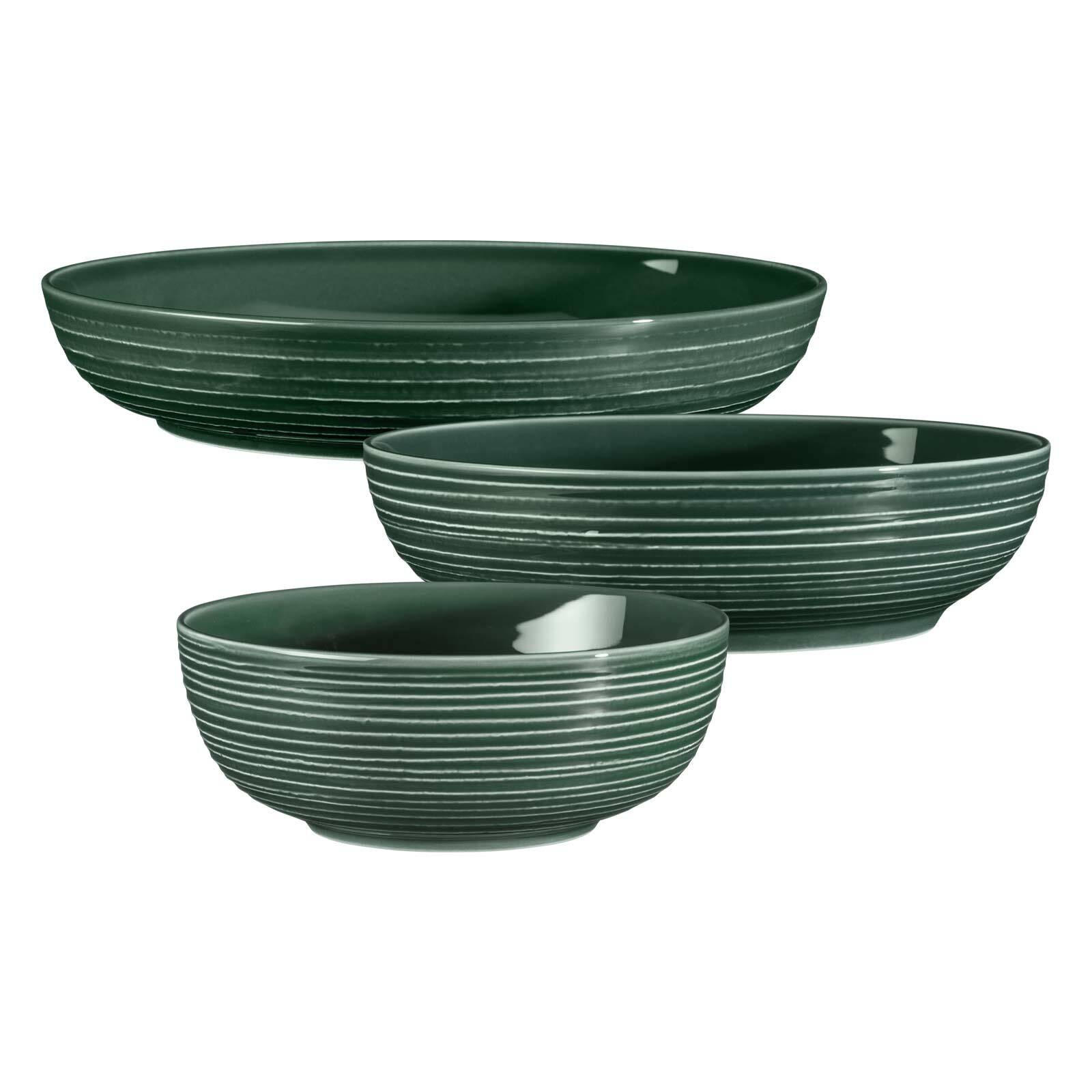 FOODBOWL SET Terra Moosgrün 3er Set - Dunkelgrün, Keramik (1cm) - Seltmann Weiden