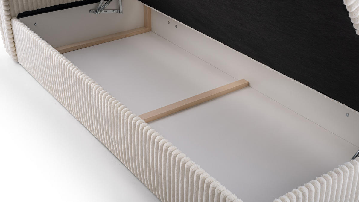 BOXBETT 04 140 x 200 cm - Ambience – Modernes Polsterbett mit Bettkasten, Topper und gepolstertem Kopfteil, Stoffbezug, Stauraumbett - Rosa, Holz (140/200cm) - ROYAL24_MARKT