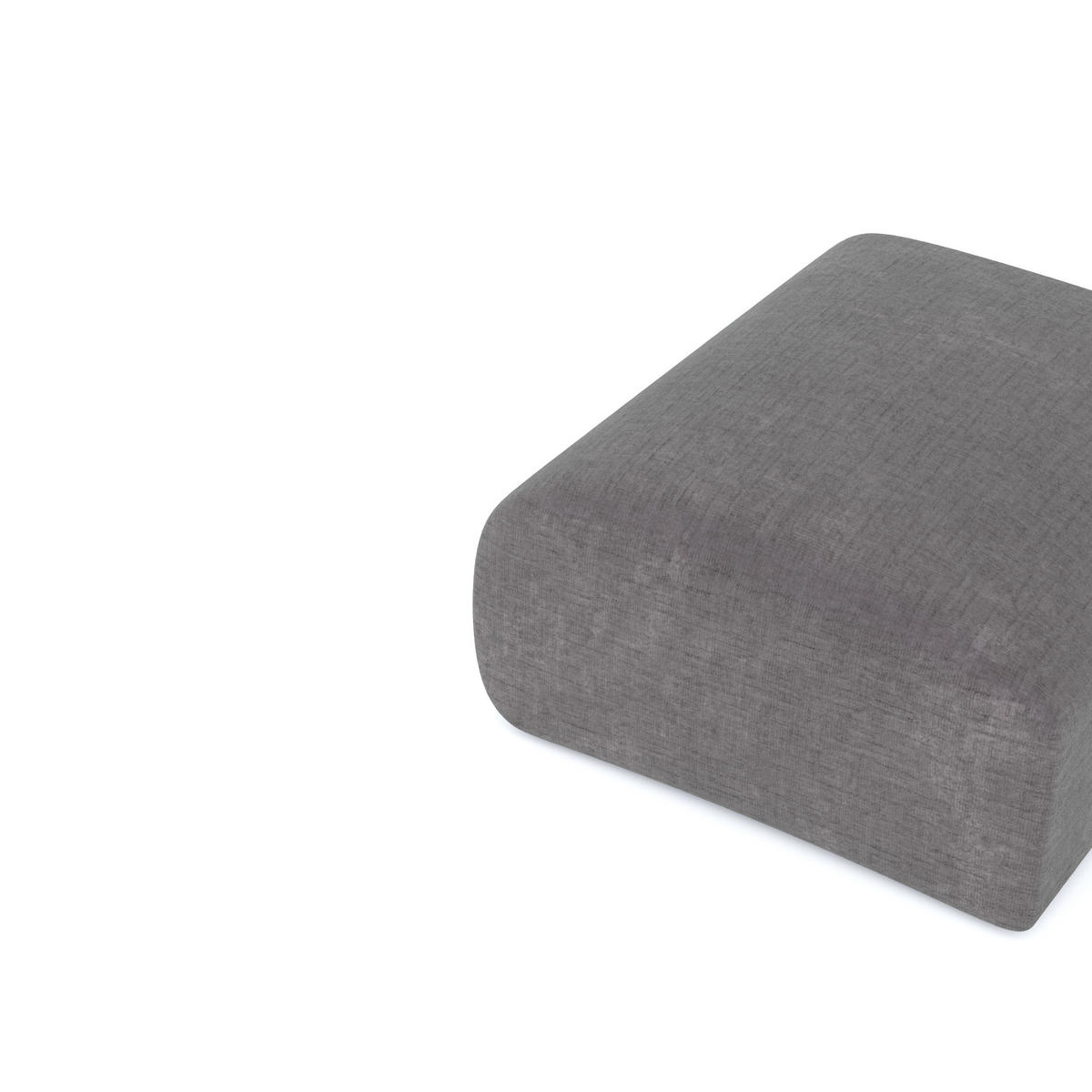 HOCKER Texturierter Samt Grau 75cm - Grau, Textil (75/45/75cm) - Sia Home