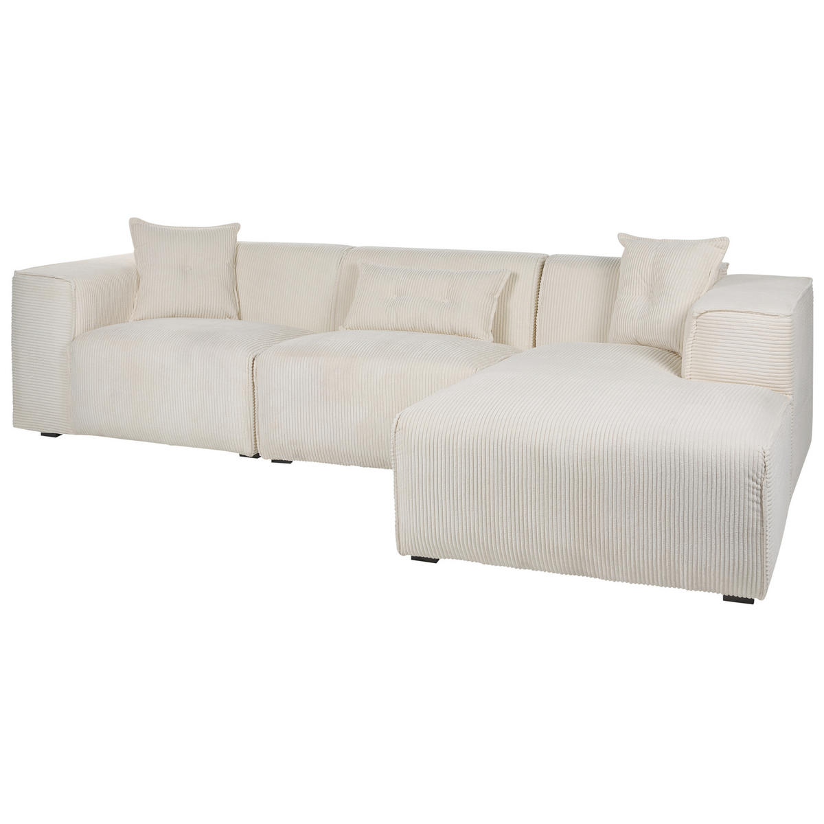 ECKSOFA Cord Cremeweiß rechtsseitig Dolva - Weiß, Textil (294/170cm) - Beliani