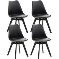 STUHL 4er Set Kunststoff schwarz/schwarz - Eukalyptusholzfarben/Schwarz, Holz/Kunststoff (49/83/50cm) - CLP