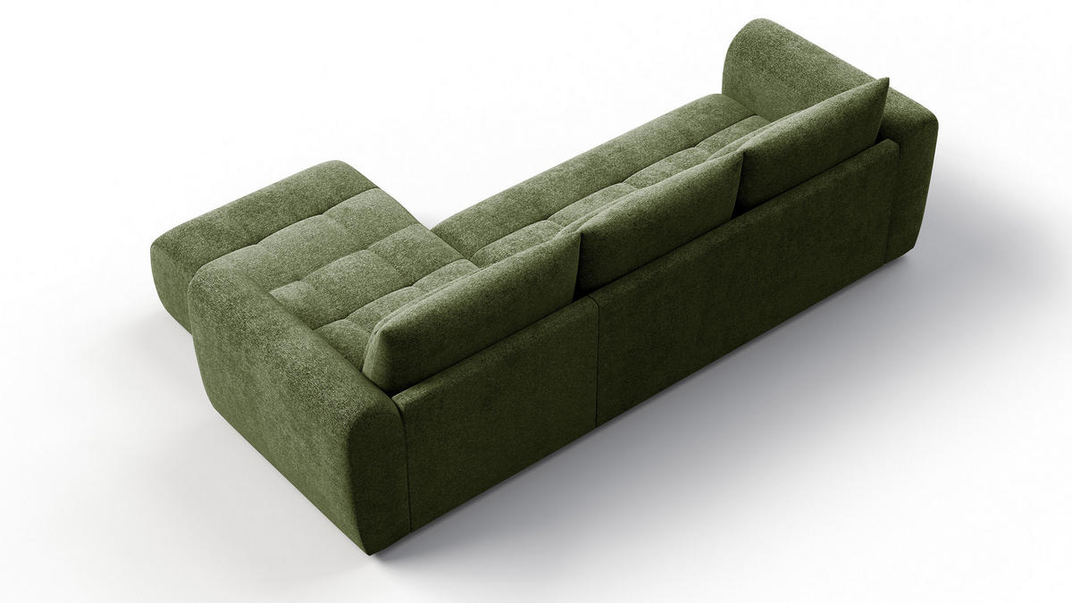 ECKSOFA SORENO 4-Sitzer, dunkelgrün - Dunkelgrün/Schwarz, Holz/Textil (293/171cm) - Courtois Laville