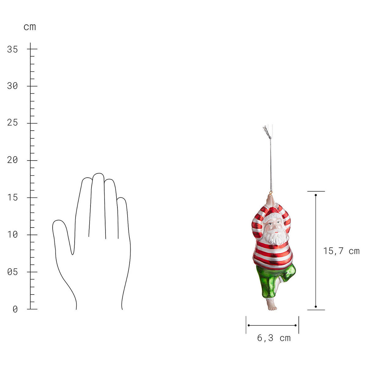 BAUMANHÄNGER Hang On Yoga Santa - Multicolor, Glas (4/16/6cm) - Butlers