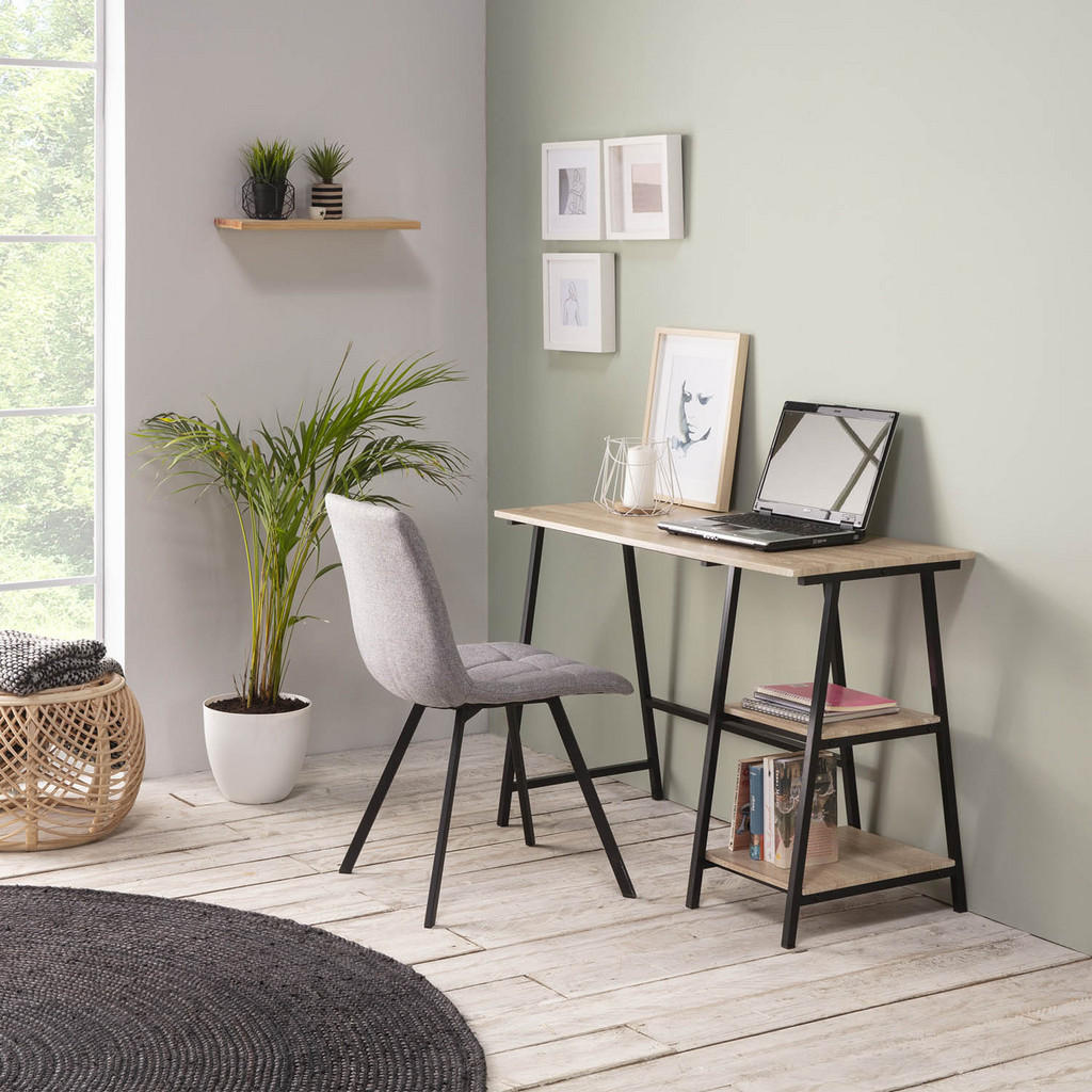 Thumbnail - VS Venta-stock Schreibtisch, Schwarz, Holzwerkstoff, 105x75x47 cm, Arbeitszimmer, Schreibtische, Bürotische