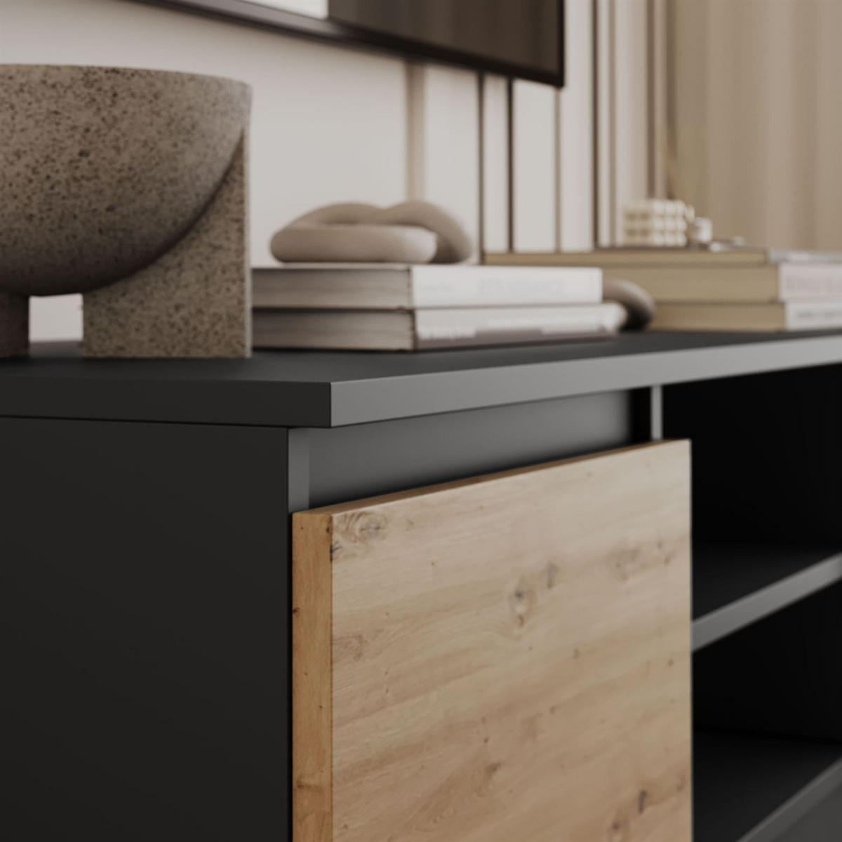 LOWBOARD HANA 120 cm Artisan Eiche / Anthrazit - Eiche Artisan, Holzwerkstoff (120/36/40cm) - Lookway