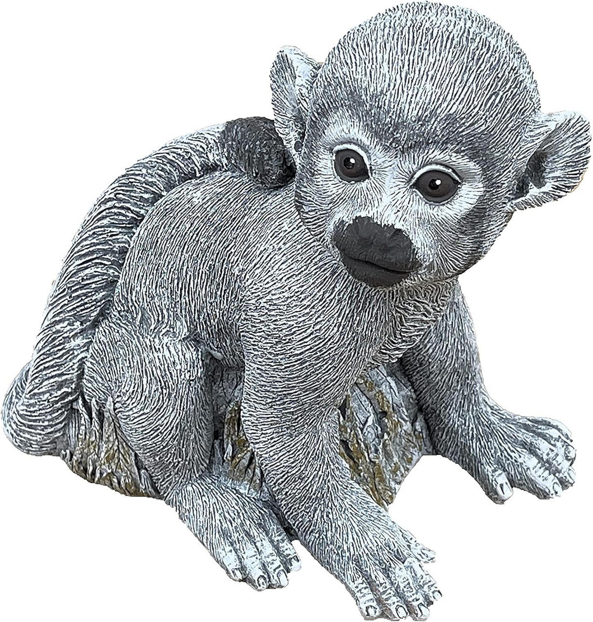 STEINFIGUR Totenkopfäffchen Affe frostfest Steinguss - Grau, Stein (16/16/12cm) - stoneandstyle