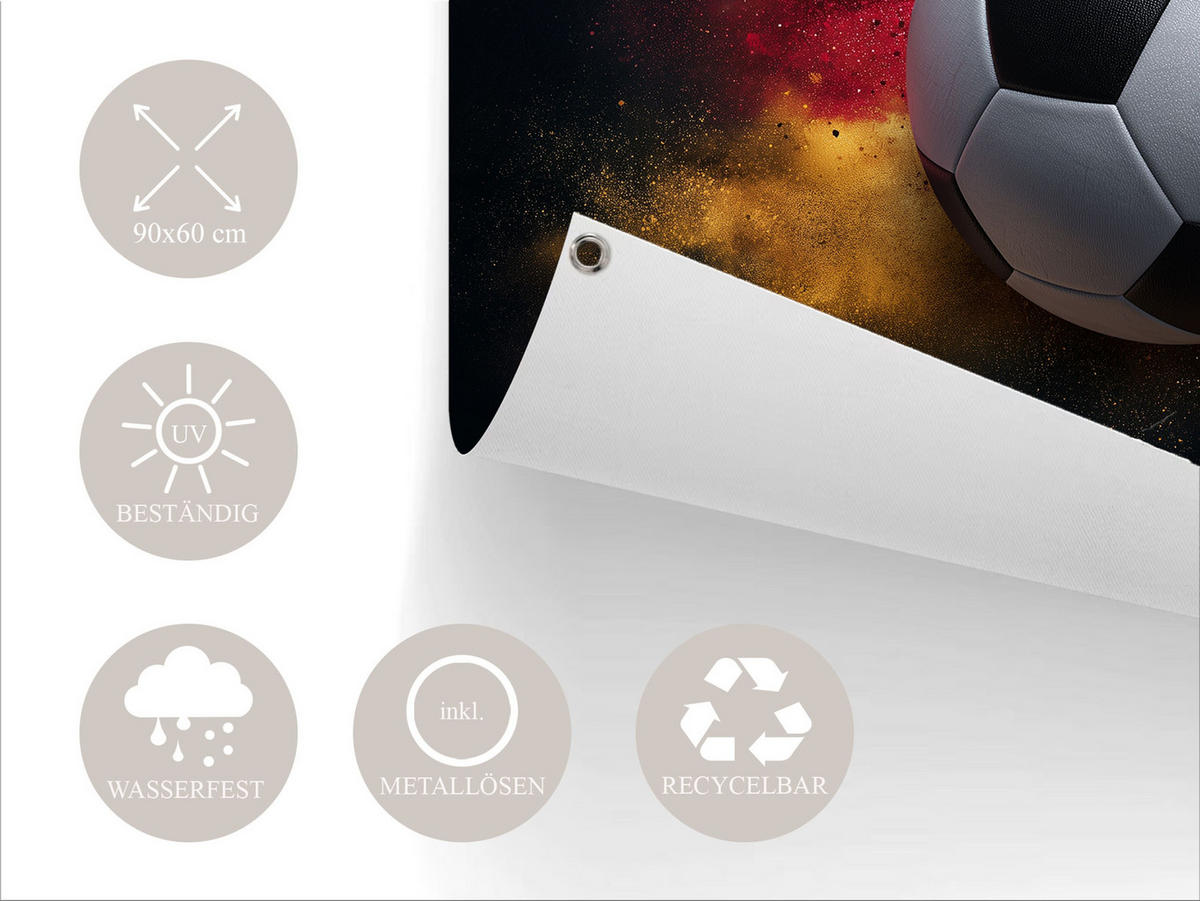 GARTEN-POSTER 90x60 cm Outdoor-Deko Fussball WM - Goldfarben, Kunststoff (90/60/2cm)