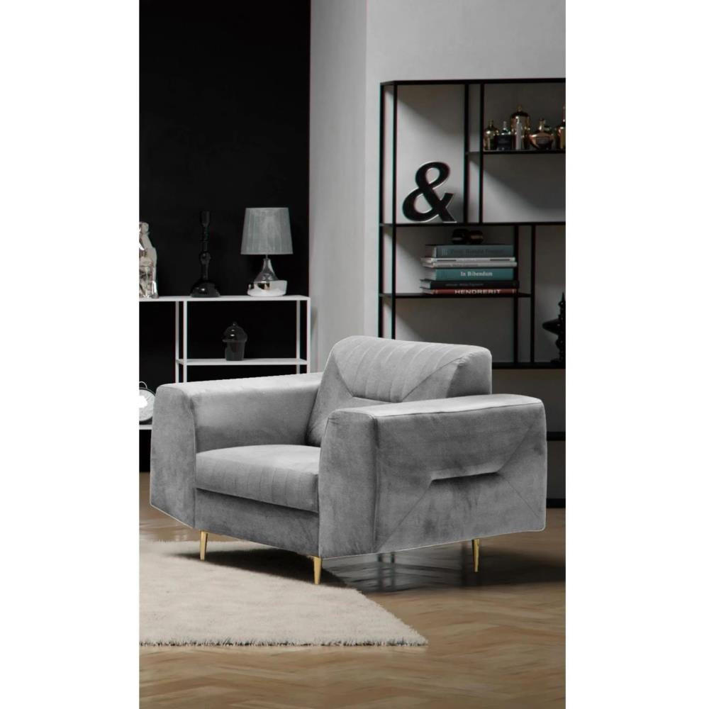 RELAXSESSEL Venezia hellgrau mit goldenen Beinen - Goldfarben/Hellgrau, Textil (112/85/94cm) - Beautysofa