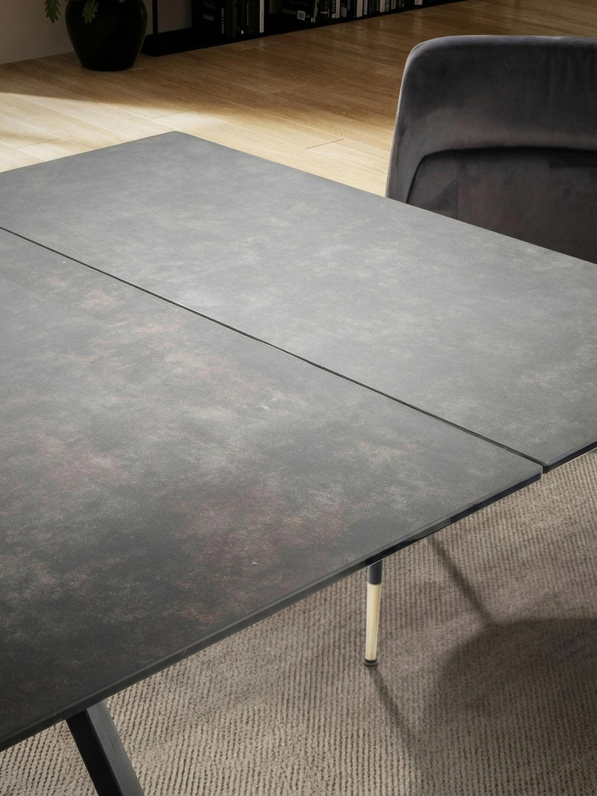 ESSTISCH Ausziehbar Keramik Glas Marmoroptik Rechteckig Groß, Schwarz 180x95x76 cm - Schwarz, Keramik/Metall (95/180/76cm) - KADIMA DESIGN