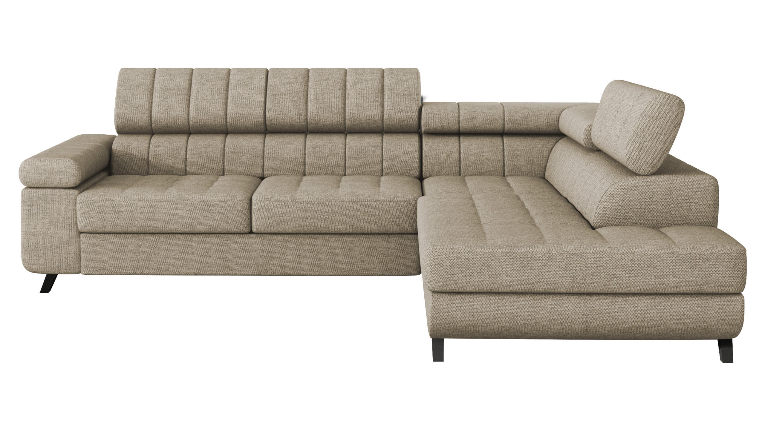 ECKSOFA Nord, Seite: Rechts - Beige/Schwarz, Holz/Textil (264/203cm) - MIRJAN24