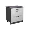 KÜCHENUNTERSCHRANK Fame-Line Weiß Landhaus 80 cm mit 3 Schubladen AP Anthrazit - Anthrazit/Creme, Holzwerkstoff (80/82/60cm) - Vicco