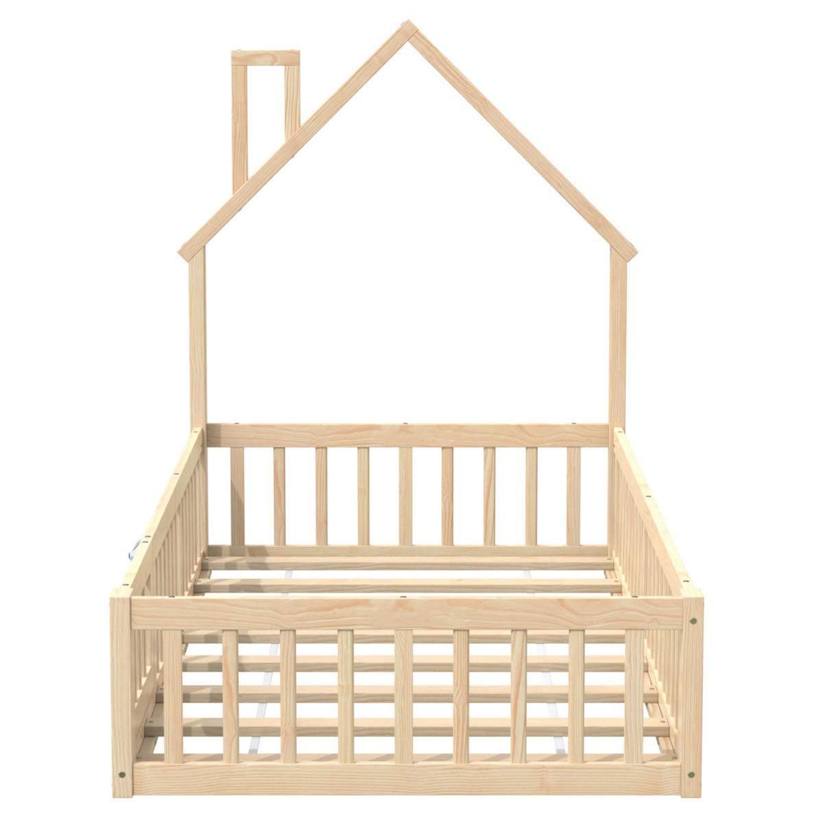 KINDERBETT 90/200 cm Natur aus Kiefernholz und MDF mit Sicherheitsgitter - Naturfarben, Holzwerkstoff (90/200cm) - OKMYHOME