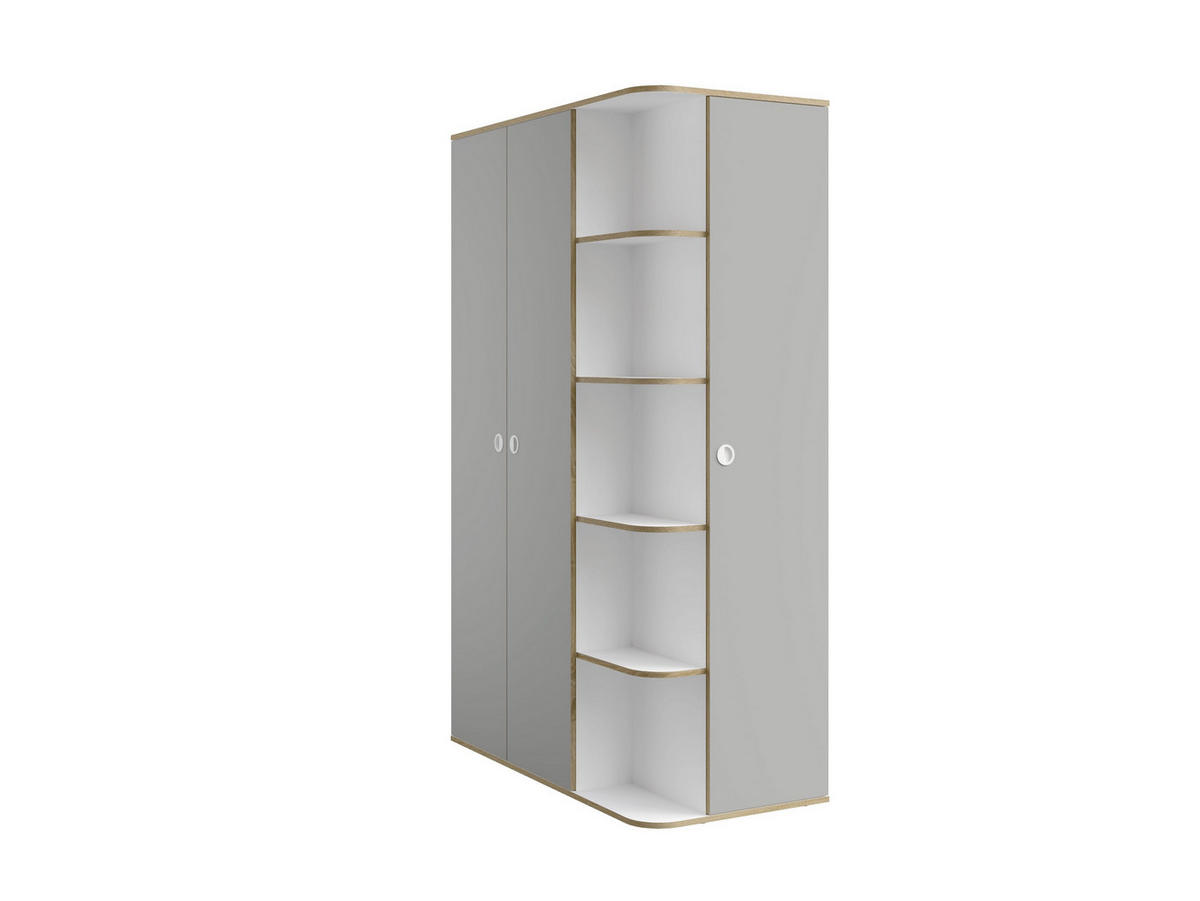DREHTÜRENSCHRANK AMARIS 120/196,5/60cm 3-türig Weiß - Weiß/Grau, Holzwerkstoff (120/196.5/60cm) - MASSENO