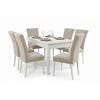 TISCHGRUPPE DAKOTA 170/90 cm in Weiß mit 6 Stühlen in Beige - Beige/Weiß, Holz/Holzwerkstoff (90/77/170cm) - Deine Möbel 24
