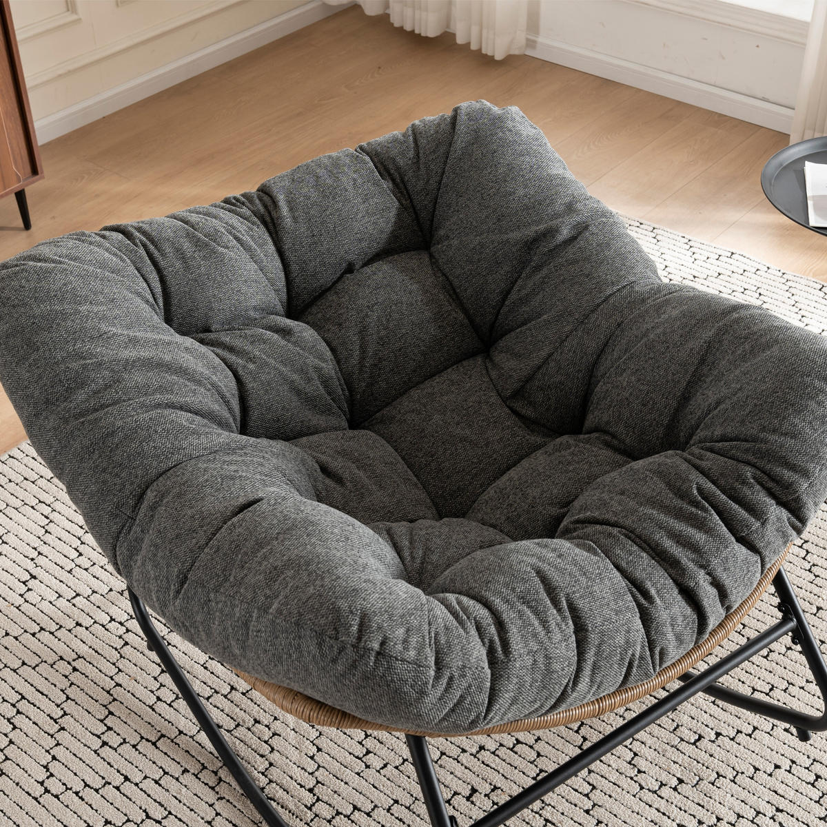 SCHAUKELSTUHL Grau Chenille, Metallrahmen - Grau, Textil (98/77/102cm) - Oxeza