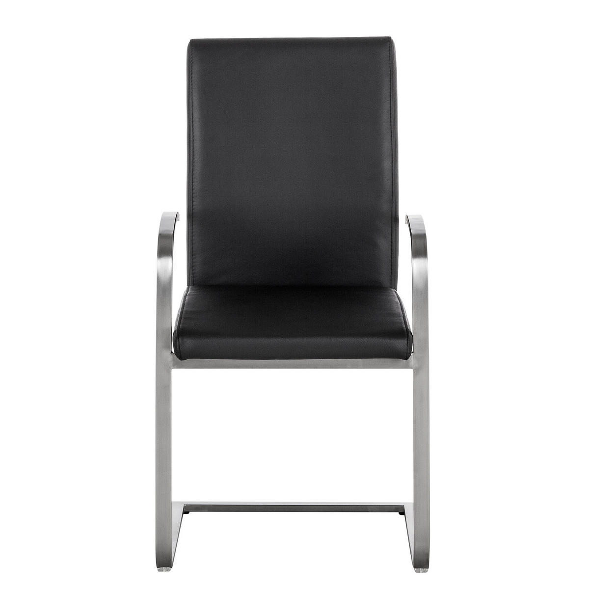FREISCHWINGER - Edelstahlfarben/Schwarz, Leder/Metall (51/98/58cm) - home24