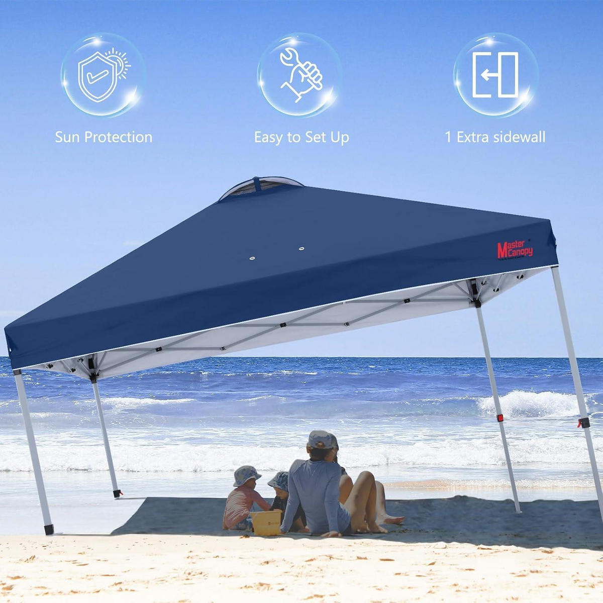 FALTPAVILLON 3 x 3 m mit Seitenwand Marineblau - Dunkelblau, Textil (304.8/268.2/304.8cm)