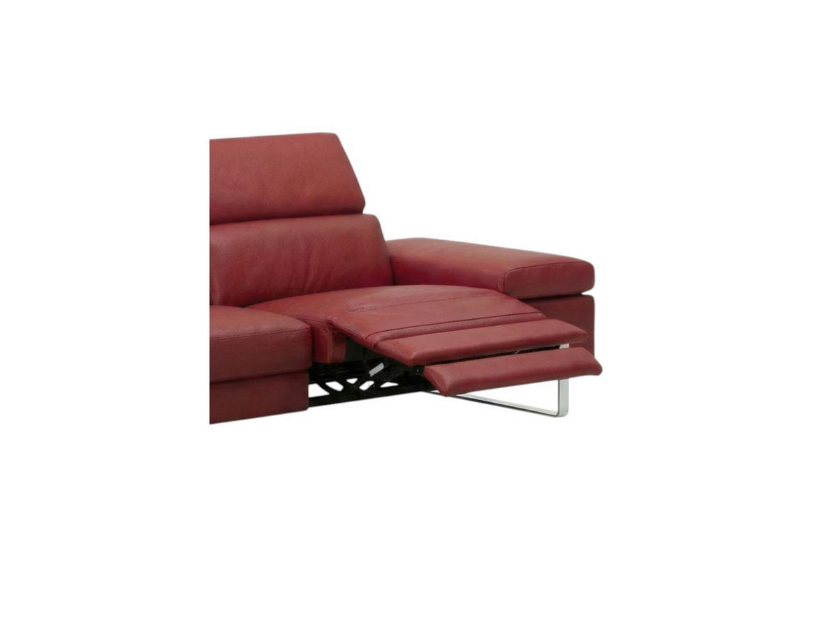 3-SITZER Sofa Opera Echtleder mit 2 x Relaxfunktion Rot - Rot, Leder/Metall (223/75/109cm)