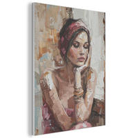 AKUSTIKBILD Frau - Lackierung - Porträt - Modern Kunstdruck Schlafzimmer 50x70 cm - Altrosa, Kunststoff (50/70/0.9cm) - MuchoWow