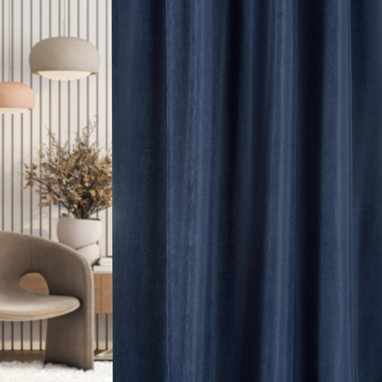 FERTIGVORHANG mit Schlaufenband dunkelblau 140 x 280 cm - Dunkelblau, Textil (140/280/1cm) - Dekoria